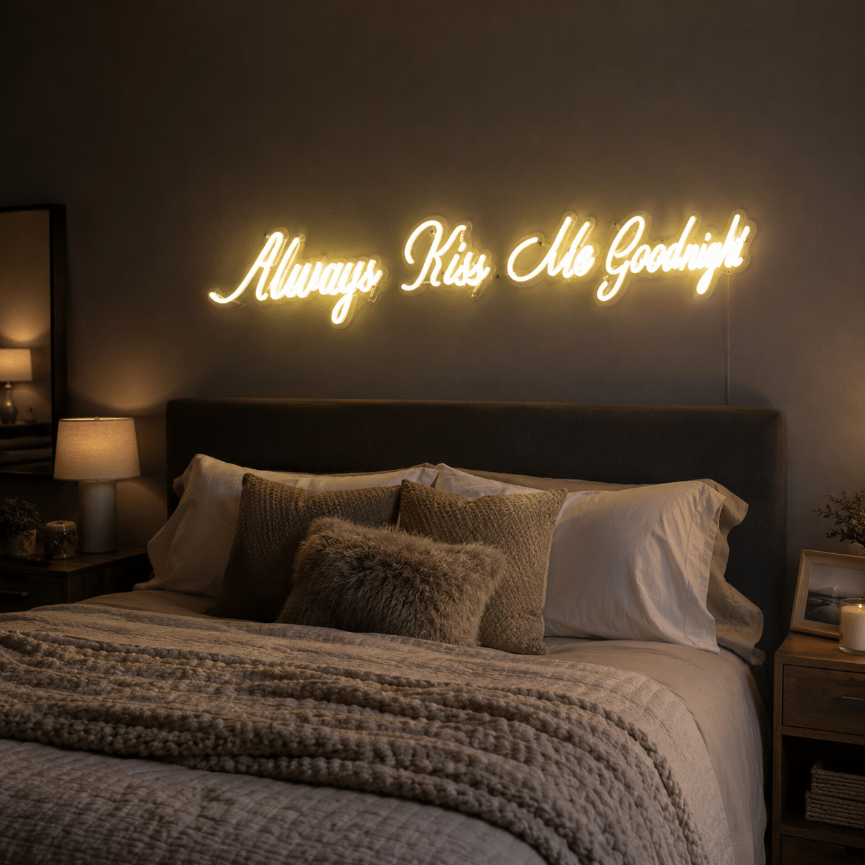 Always Kiss Me Goodnight LED Neon Sign Living Room Decor - Shineneon