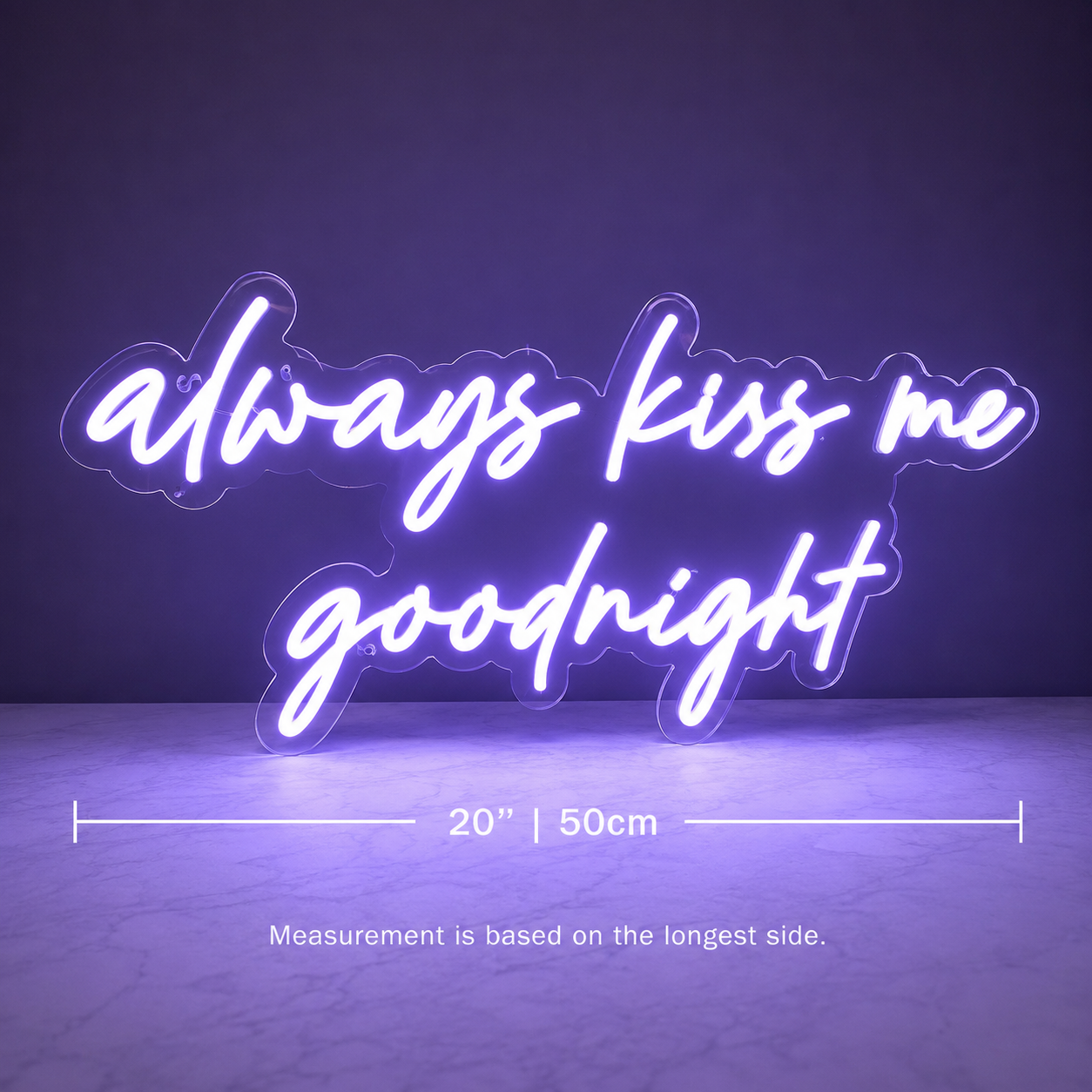Always Kiss Me Goodnight LED Neon Sign Wall Art - 04 Size Image