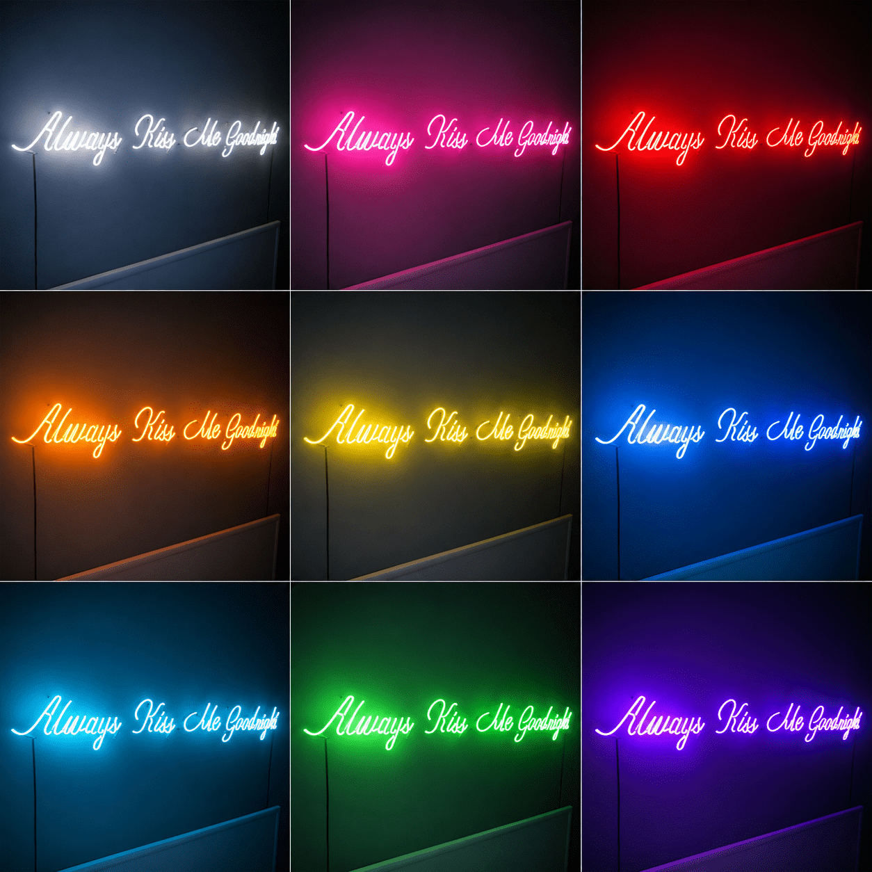 Always Kiss Me Goodnight Mounted Decor Sign LED Neon Sign - Shineneon