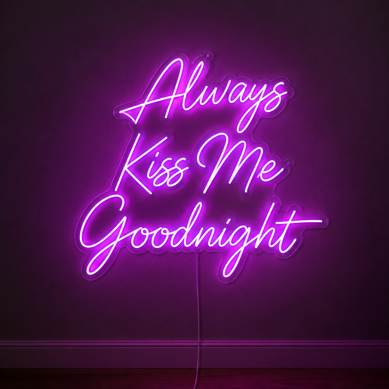 Always Kiss Me Goodnight Word Art Bedroom Decor LED Neon Sign - 02 High-Converting Product Image