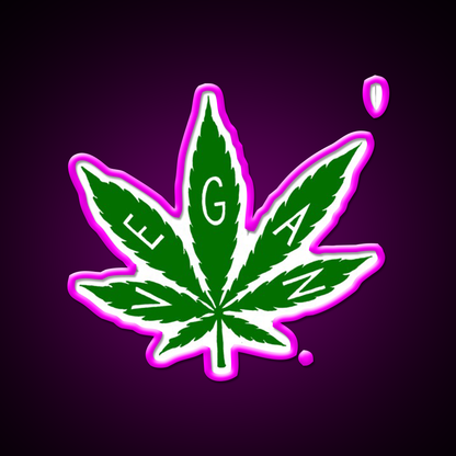 Always Vegan Hemp Inspired Green Leaf Led Neon Sign Rgb Color - Neon sign mounted on wall in room