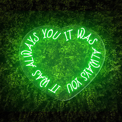 Always You White Heart Led Neon Sign For Green Wall Decor | Shineneon