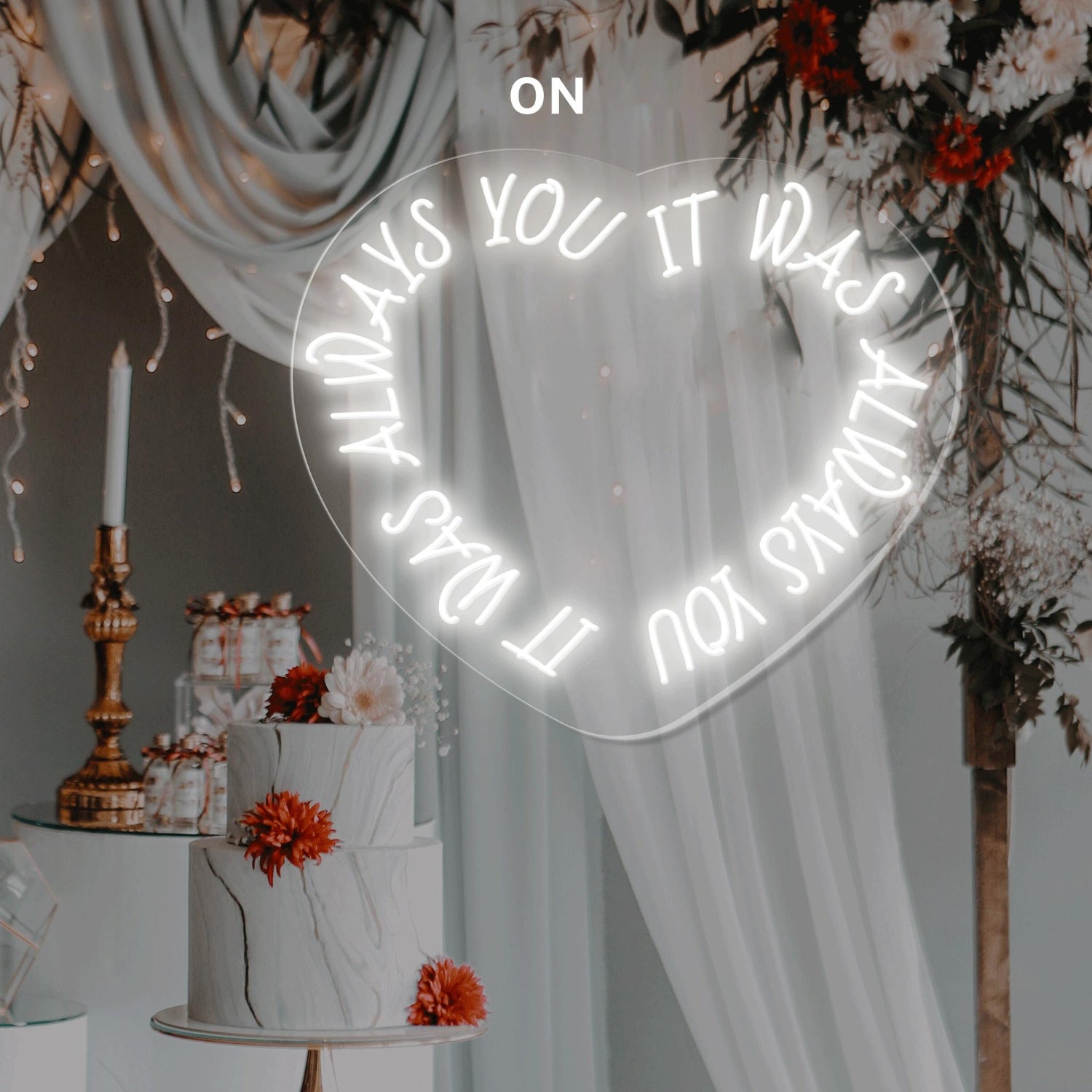 Always You White Heart Led Neon Sign For Green Wall Decor | Shineneon