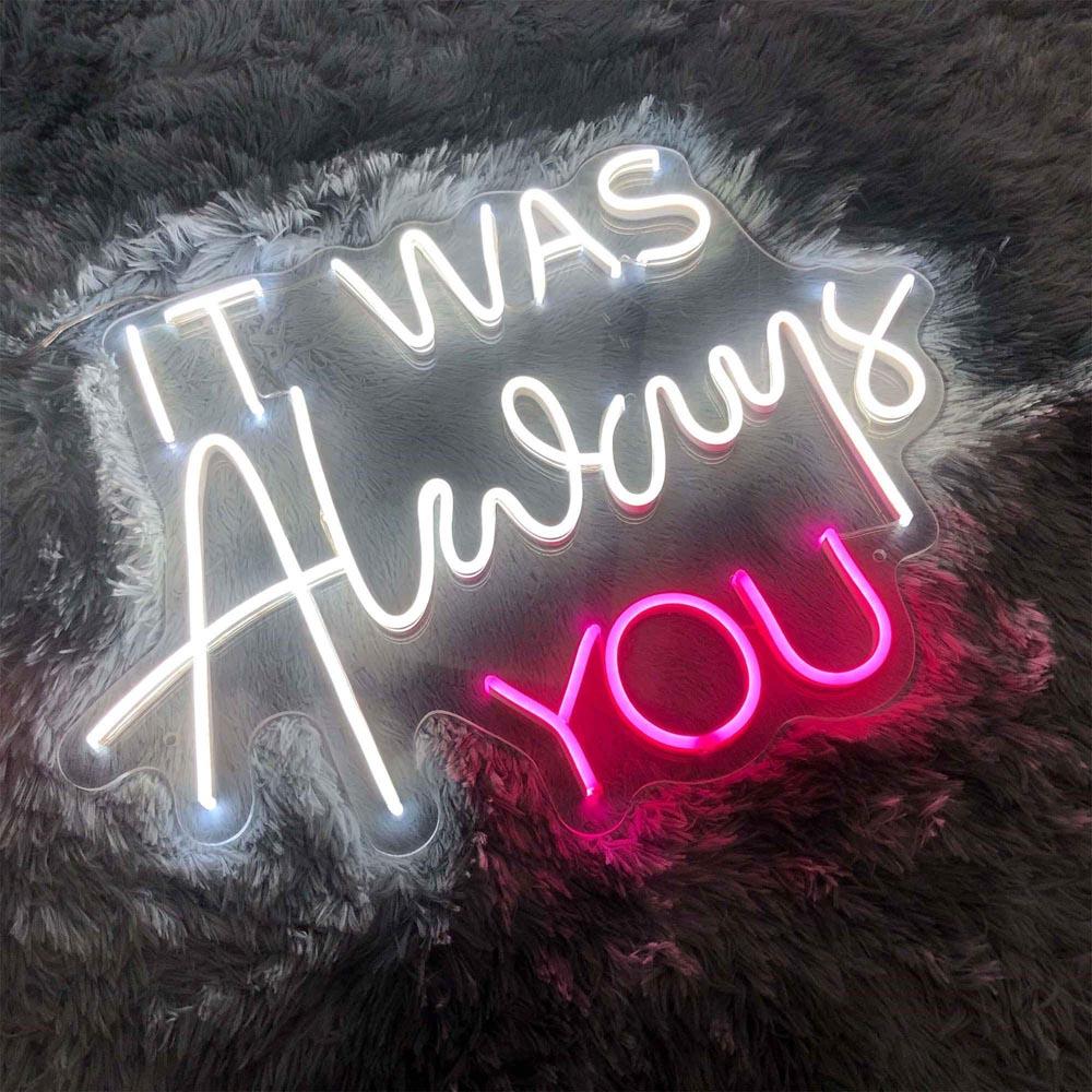Always You White Pink Handwritten Led Neon Sign For Wedding Decor | Shineneon