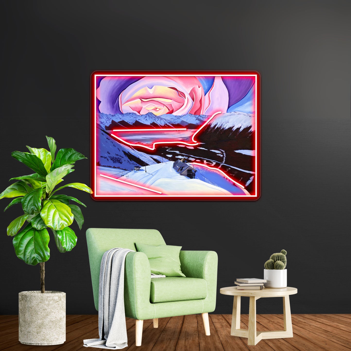 Alyeska Resort Rose Sunset Wall Artwork Neon Signs