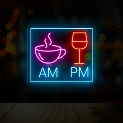 Am Coffee Pm Wine Led Neon Sign Cafe Bar Commercial Decor | Shineneon