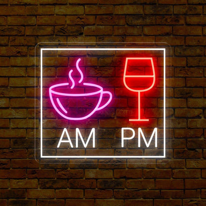 Am Coffee Pm Wine Led Neon Sign Cafe Bar Commercial Decor | Shineneon