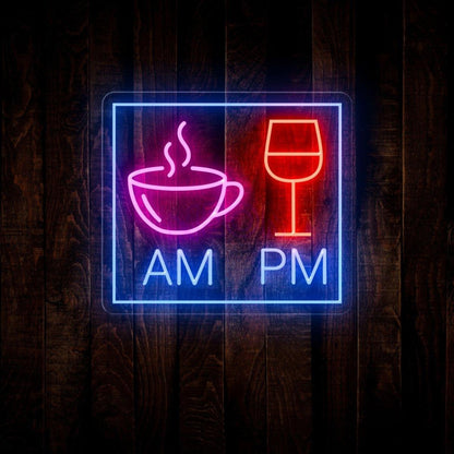 Am Coffee Pm Wine Led Neon Sign Cafe Bar Commercial Decor | Shineneon