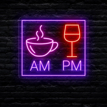 Am Coffee Pm Wine Led Neon Sign Cafe Bar Commercial Decor | Shineneon