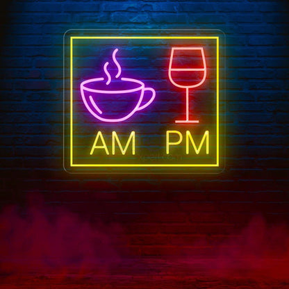 Am Coffee Pm Wine Led Neon Sign Cafe Bar Commercial Decor | Shineneon