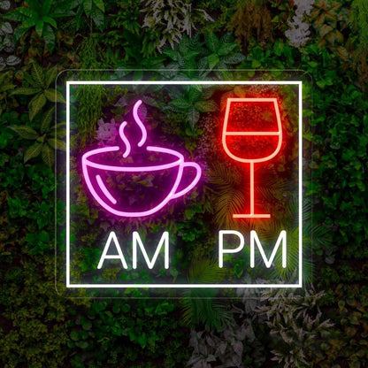Am Coffee Pm Wine Led Neon Sign Cafe Bar Commercial Decor | Shineneon