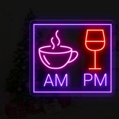 Am Coffee Pm Wine Led Neon Sign Cafe Bar Commercial Decor | Shineneon