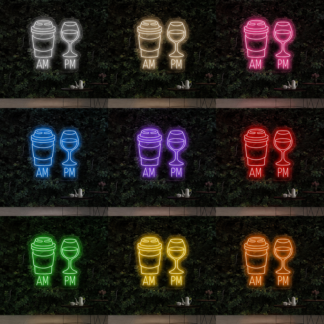 Am Pm LED Neon Sign - 05 Color Grid