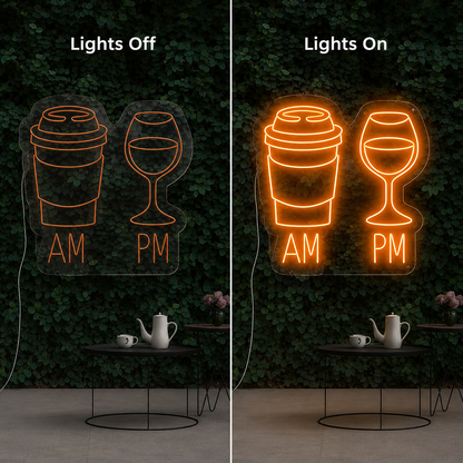 Am Pm LED Neon Sign - 06 Day Night Comparison