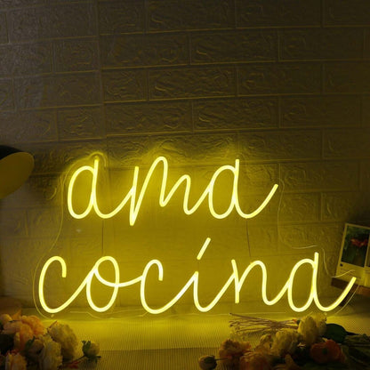 Ama Cocina Yellow Led Neon Sign - Shineneon
