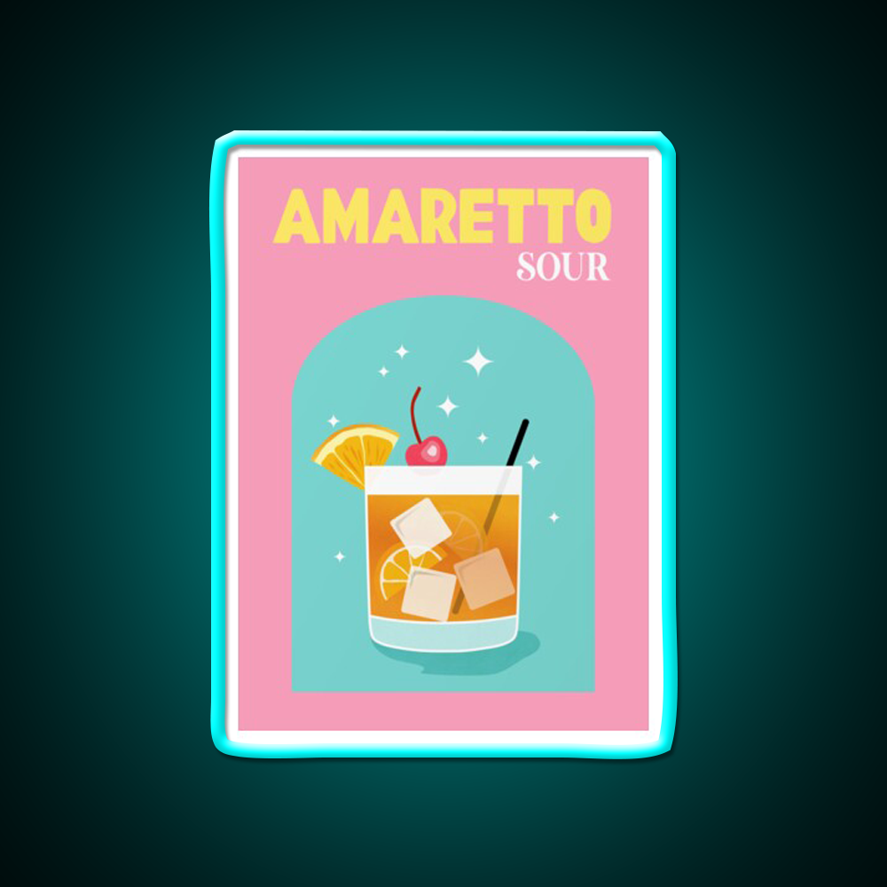 Amaretto Sour Cocktail Bar Decor Led Neon Sign Rgb Color - Size and dimension reference