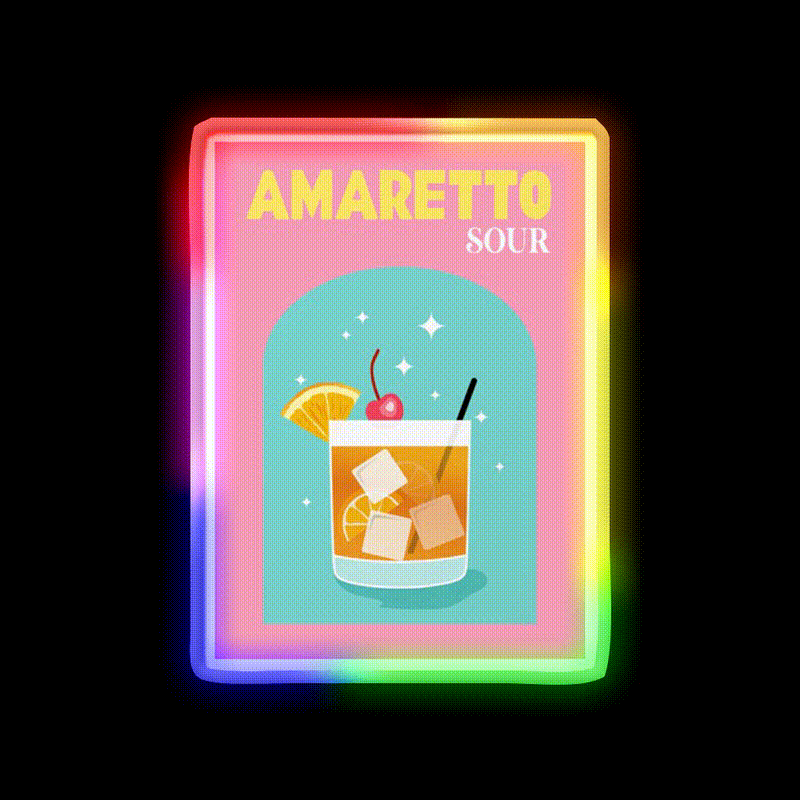 Amaretto Sour Cocktail Bar Decor Led Neon Sign Rgb Color - LED neon sign close-up detail