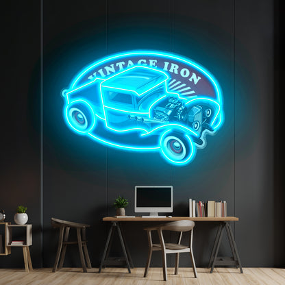 Amazing Black Hotrod Truck Led Neon Sign Light Custom Led Signs - Neon sign mounted on wall in room
