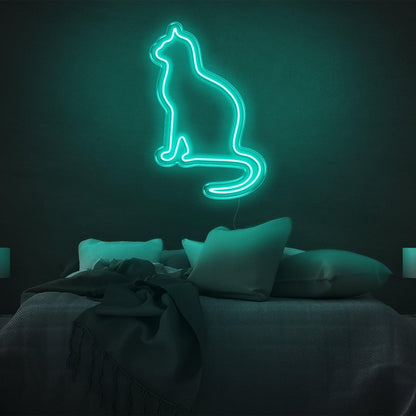 Amber Cat Silhouette Led Neon Sign For Modern Bedroom Wall Decor | Shineneon
