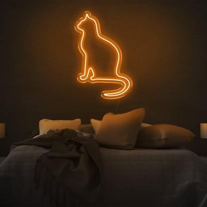 Amber Cat Silhouette Led Neon Sign For Modern Bedroom Wall Decor | Shineneon