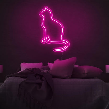 Amber Cat Silhouette Led Neon Sign For Modern Bedroom Wall Decor | Shineneon