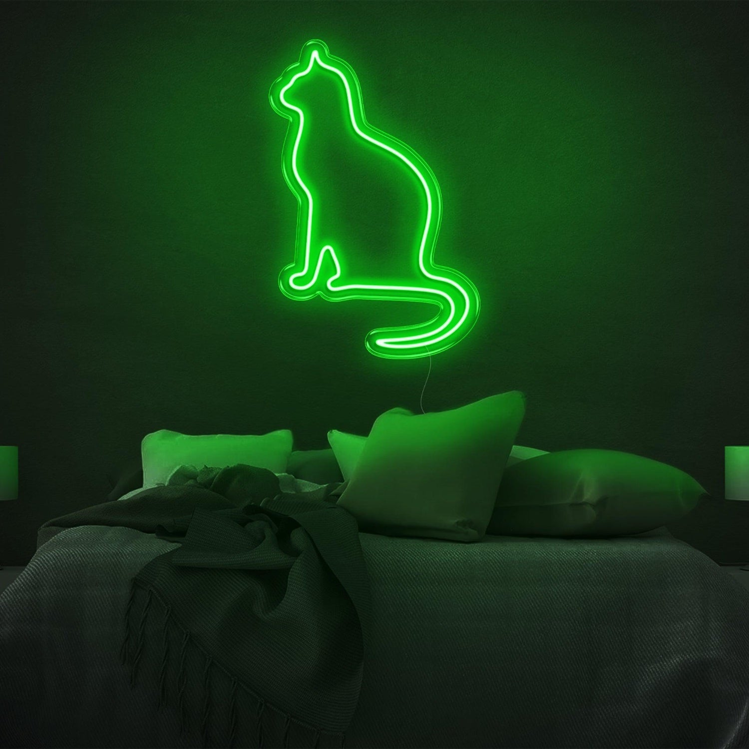 Amber Cat Silhouette Led Neon Sign For Modern Bedroom Wall Decor | Shineneon