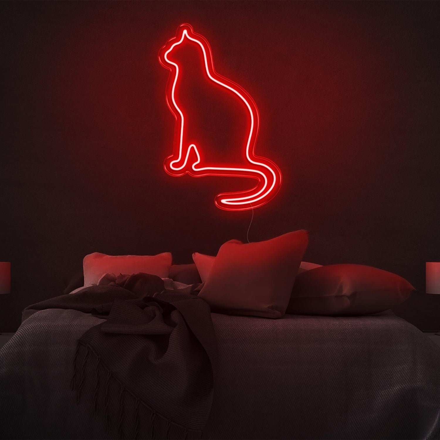 Amber Cat Silhouette Led Neon Sign For Modern Bedroom Wall Decor | Shineneon