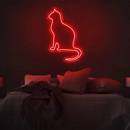 Amber Cat Silhouette Led Neon Sign For Modern Bedroom Wall Decor | Shineneon