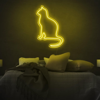 Amber Cat Silhouette Led Neon Sign For Modern Bedroom Wall Decor | Shineneon