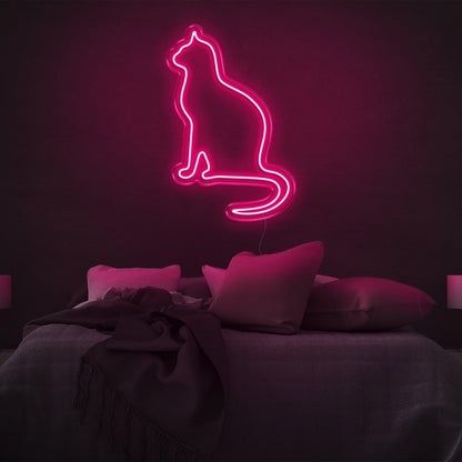 Amber Cat Silhouette Led Neon Sign For Modern Bedroom Wall Decor | Shineneon