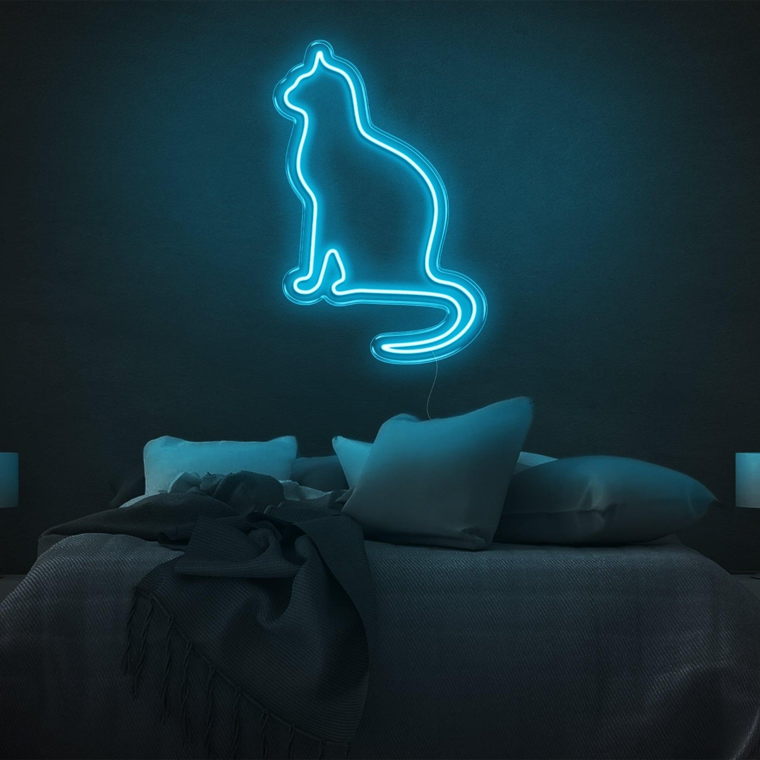 Amber Cat Silhouette Led Neon Sign For Modern Bedroom Wall Decor | Shineneon