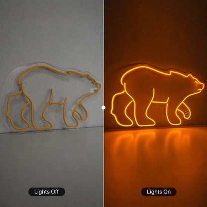 Amber Walking Bear Neon Sign LED Neon Sign day and night comparison