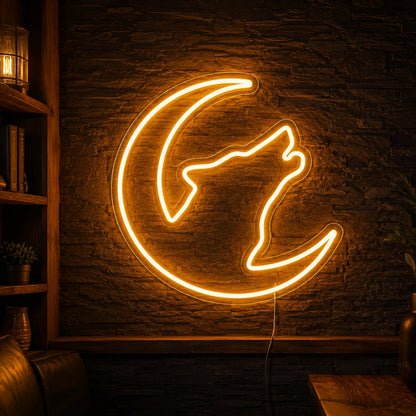 Amber Wolf Moon Neon Sign LED Neon Sign high-converting product image