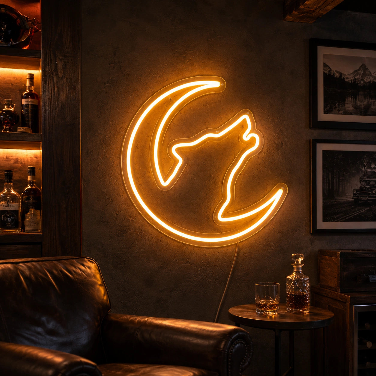 Amber Wolf Moon Neon Sign LED Neon Sign real lifestyle scene