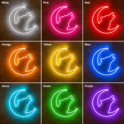 Amber Wolf Moon Neon Sign LED Neon Sign color grid
