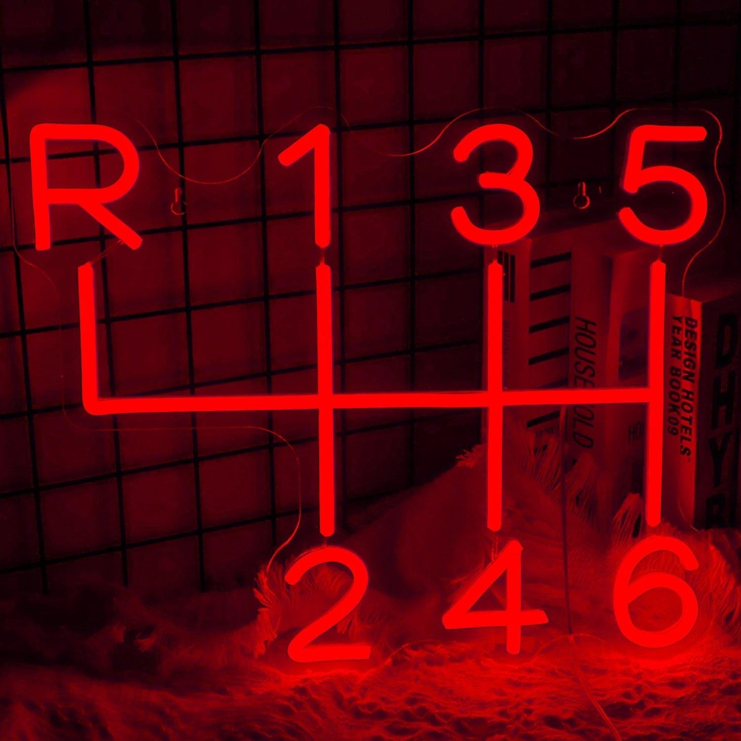 Amber Yellow Car Gear Shift Pattern Led Neon Sign For Car Lover Room Decor | Shineneon