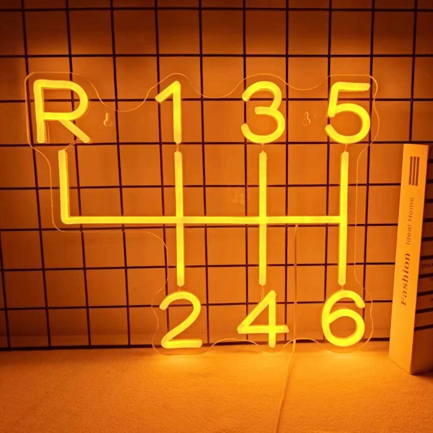 Amber Yellow Car Gear Shift Pattern Led Neon Sign For Car Lover Room Decor | Shineneon