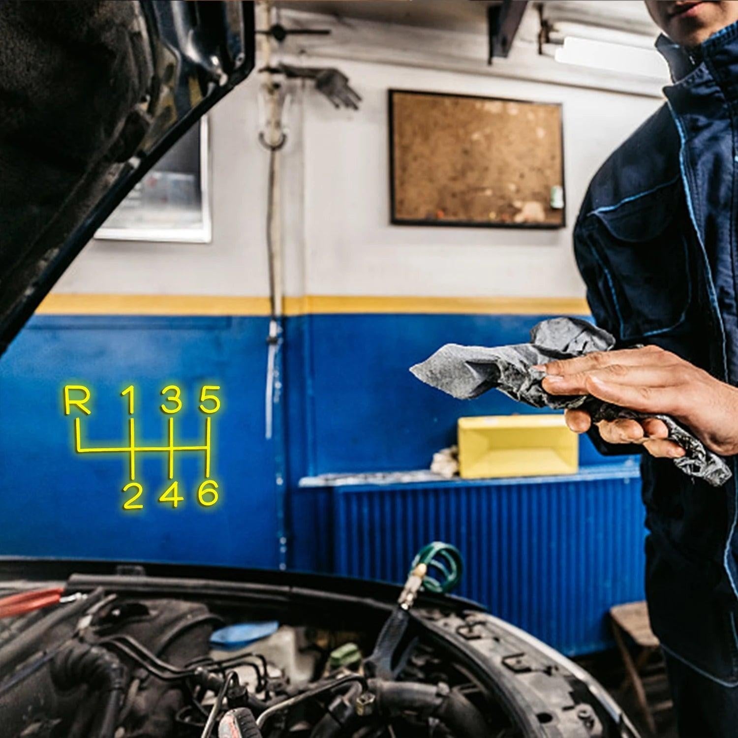 Amber Yellow Car Gear Shift Pattern Led Neon Sign For Car Lover Room Decor | Shineneon