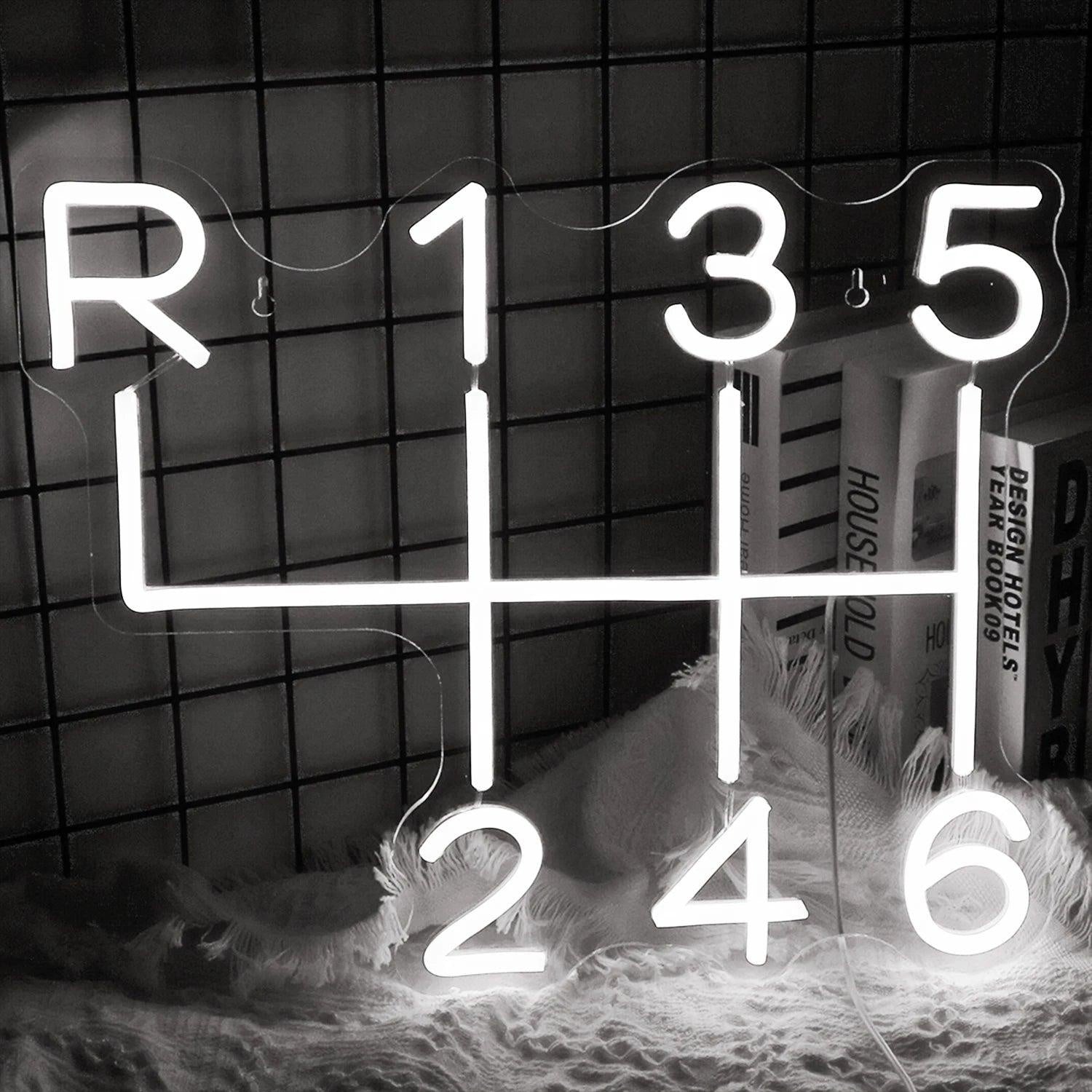 Amber Yellow Car Gear Shift Pattern Led Neon Sign For Car Lover Room Decor | Shineneon