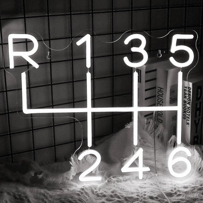 Amber Yellow Car Gear Shift Pattern Led Neon Sign For Car Lover Room Decor | Shineneon