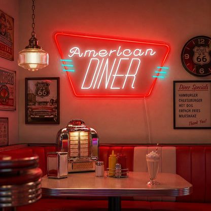 American Diner Wall Neon Sign LED Neon Sign real lifestyle scene