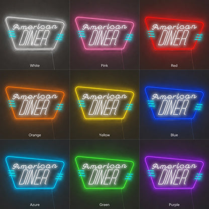 American Diner Wall Neon Sign LED Neon Sign color grid