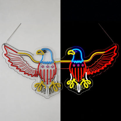 American Eagle Stars And Stripes Vintage LED Neon Sign day and night comparison