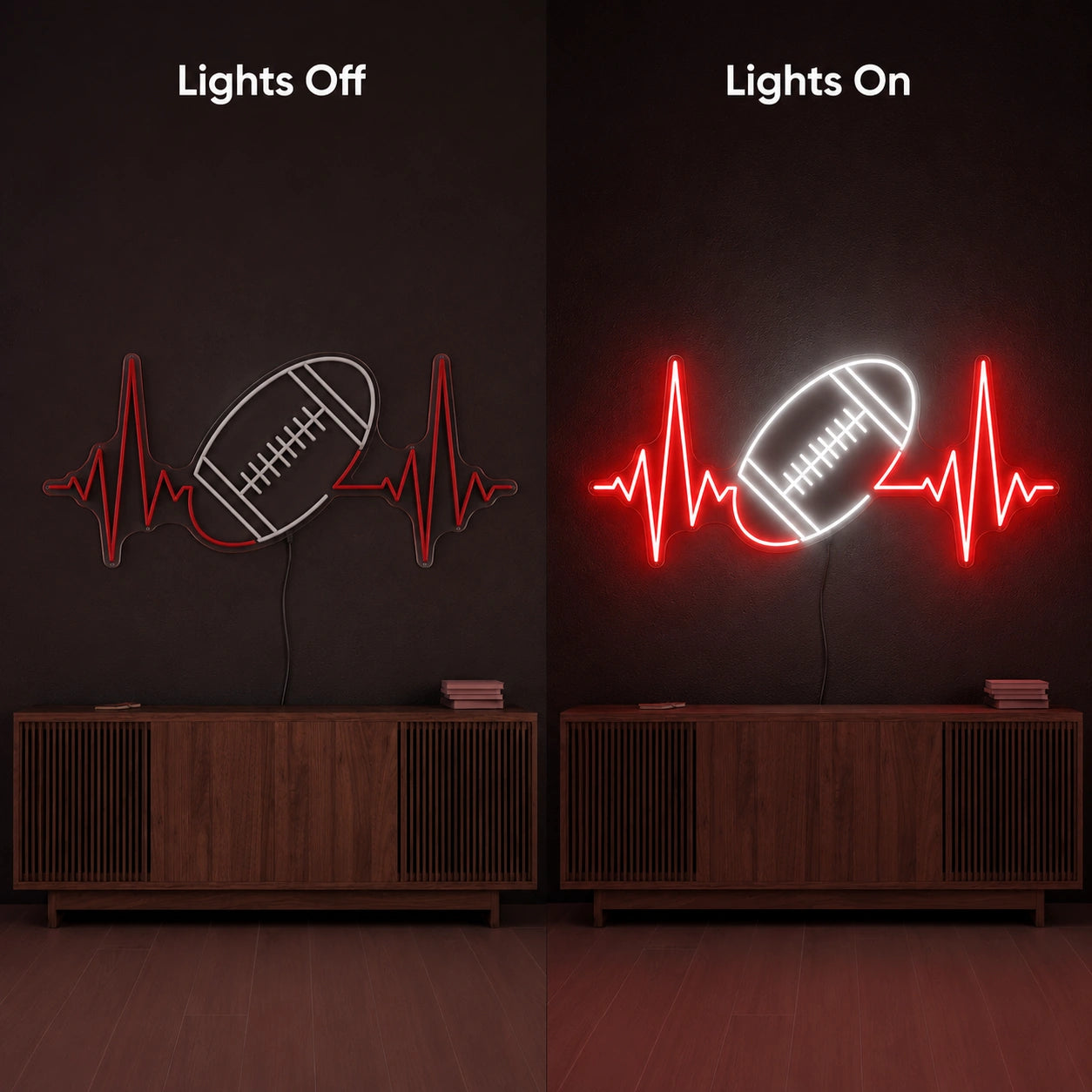 American Football Heartbeat LED Neon Sign main product image