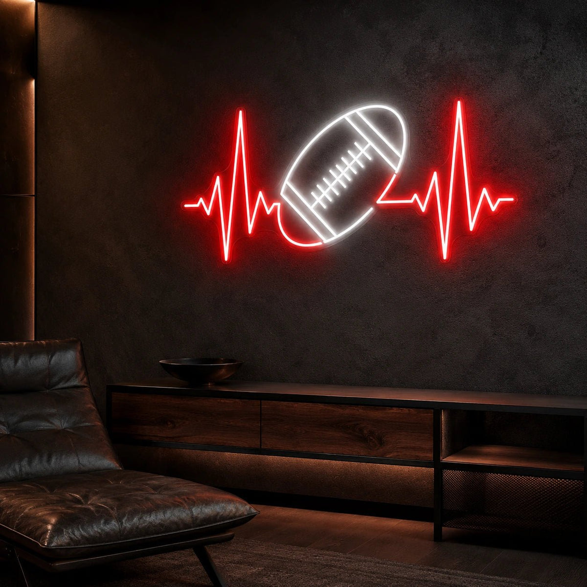 American Football Heartbeat LED Neon Sign - Shineneon