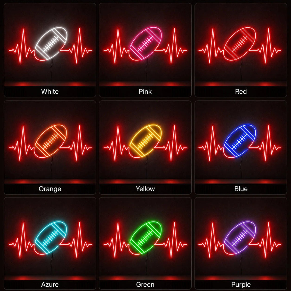 American Football Heartbeat LED Neon Sign - Shineneon
