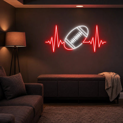 American Football Heartbeat LED Neon Sign - Shineneon