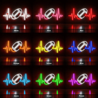 American Football Heartbeat Man Cave LED Neon Sign color grid