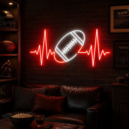 American Football Heartbeat Man Cave LED Neon Sign - Shineneon