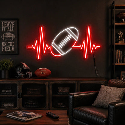 American Football Heartbeat Man Cave LED Neon Sign - Shineneon